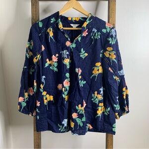Crown & Ivy Navy Floral Blouse